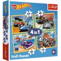 Puzzle 4w1 Hot Wheels pojazdy