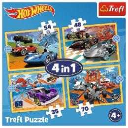 Puzzle 4w1 Hot Wheels pojazdy